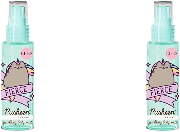 Pusheen The Cat Sparkling Body Mist for Girls - Tropical Watermelon Scent with Shimmering Particles and Brightening Effect - Fun Fruity Perfume Spray for Adults and Kids Aged 6+, 100ml (Pack of 2)